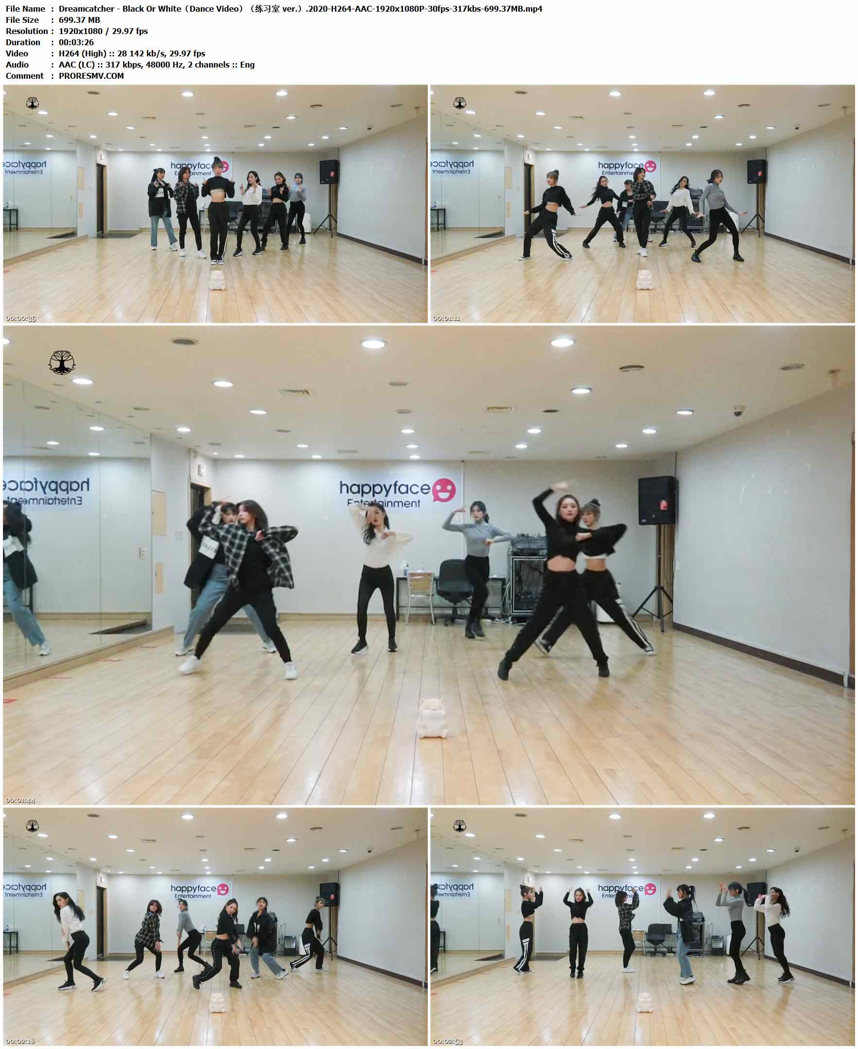 Dreamcatcher - Black Or White（Dance Video）（练习室 ver.）.2020-H264-AAC-1920x1080P-30fps-317kbs-699.37MB官方MV_高清MV